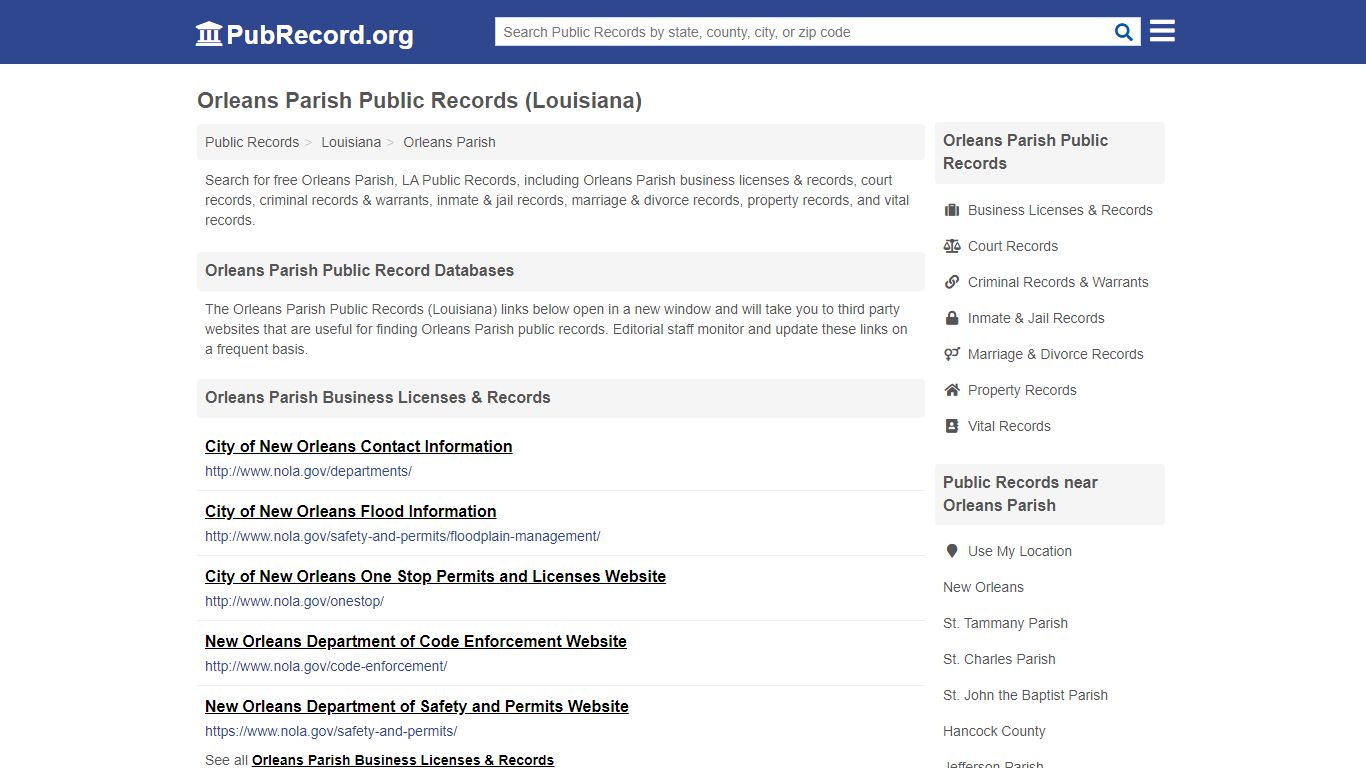 Orleans Parish Public Records (Louisiana) - PubRecord.org